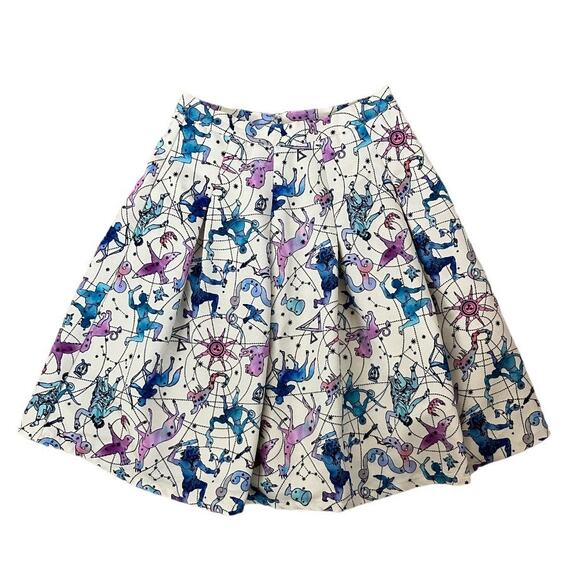 ModCloth Zodiac Celestial Cream Purple Blue Skirt Size Small - Picture 1 of 6